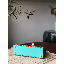 Replica Hermes Turquoise Multicolor Print Kelly Mini 20 Gold Hardware Bag