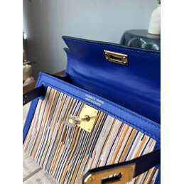 Replica Hermes Blue Multicolor Print Kelly Mini 20 Gold Hardware Bag