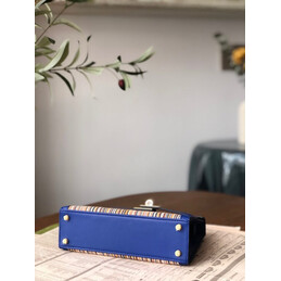 Replica Hermes Blue Multicolor Print Kelly Mini 20 Gold Hardware Bag
