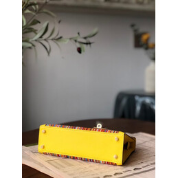 Replica Hermes Yellow Multicolor Print Kelly Mini 20 Gold Hardware Bag