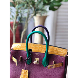 Replica Hermes Burgundy Green Birkin 25 Gold Hardware Bag
